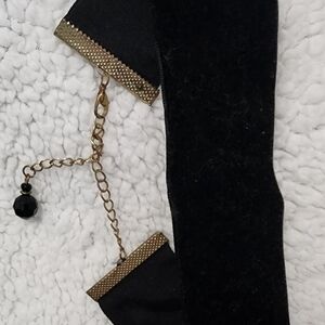 Black Velvet Choker Necklace with Gold Accents